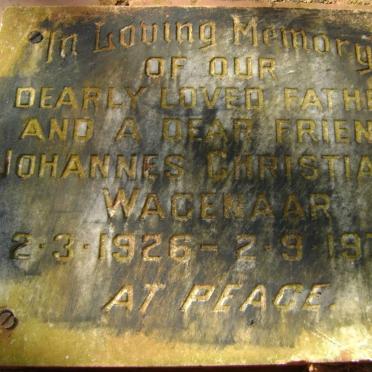 WAGENAAR Johannes Christiaan 1926-1978