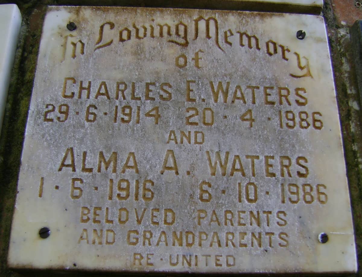 WATERS Charles E. 1914-1986 &amp; Alma A. 1916-1986