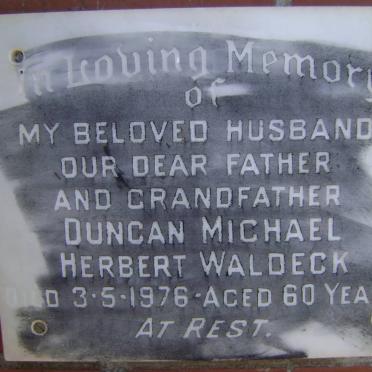 WALDECK Duncan Michael Herbert -1976
