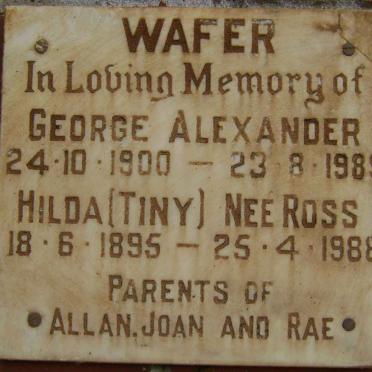 WAFER George Alexander 1900-1989 &amp; Hilda ROSS 1895-1988