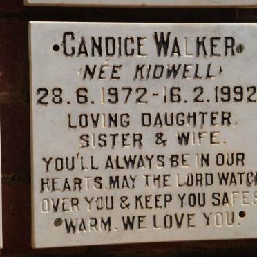 WALKER Candice nee KIDWELL 1972-1992