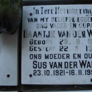 WALT Daantjie, van der 1918-1987 &amp; Sus 1921-1996