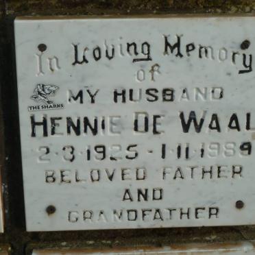 WAAL Hennie, de 1925-1989