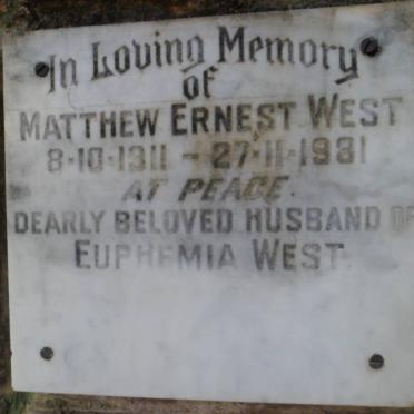 WEST Matthew Ernest 1911-1981