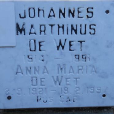 WET Johannes Marthinus, de 1914-1991 &amp; Anna Maria 1921-1997