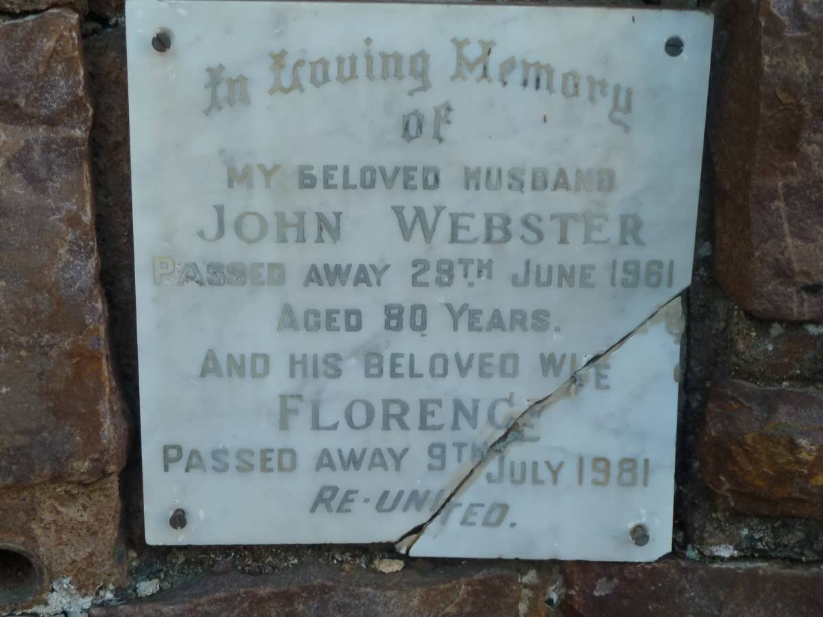 WEBSTER John -1961 &amp; Florence -1981