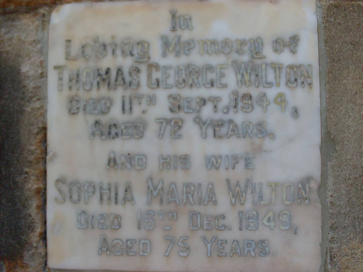WILTON Thomas George -1944 &amp; Sophia Maria -1949