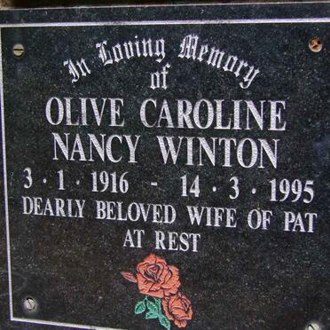 WINTON Olive Caroline Nancy 1916-1995