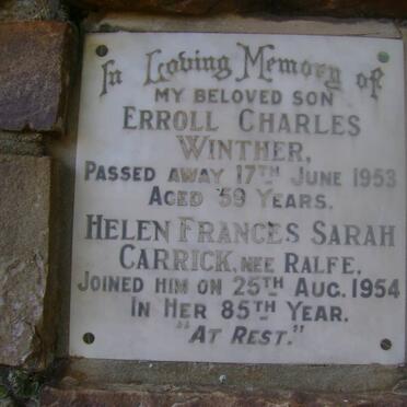 WINTHER Erroll Charles -1953 :: CARRICK Helen Frances Sarah nee RALFE -1954