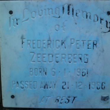 ZEEDERBERG Frederick Peter 1961-1986