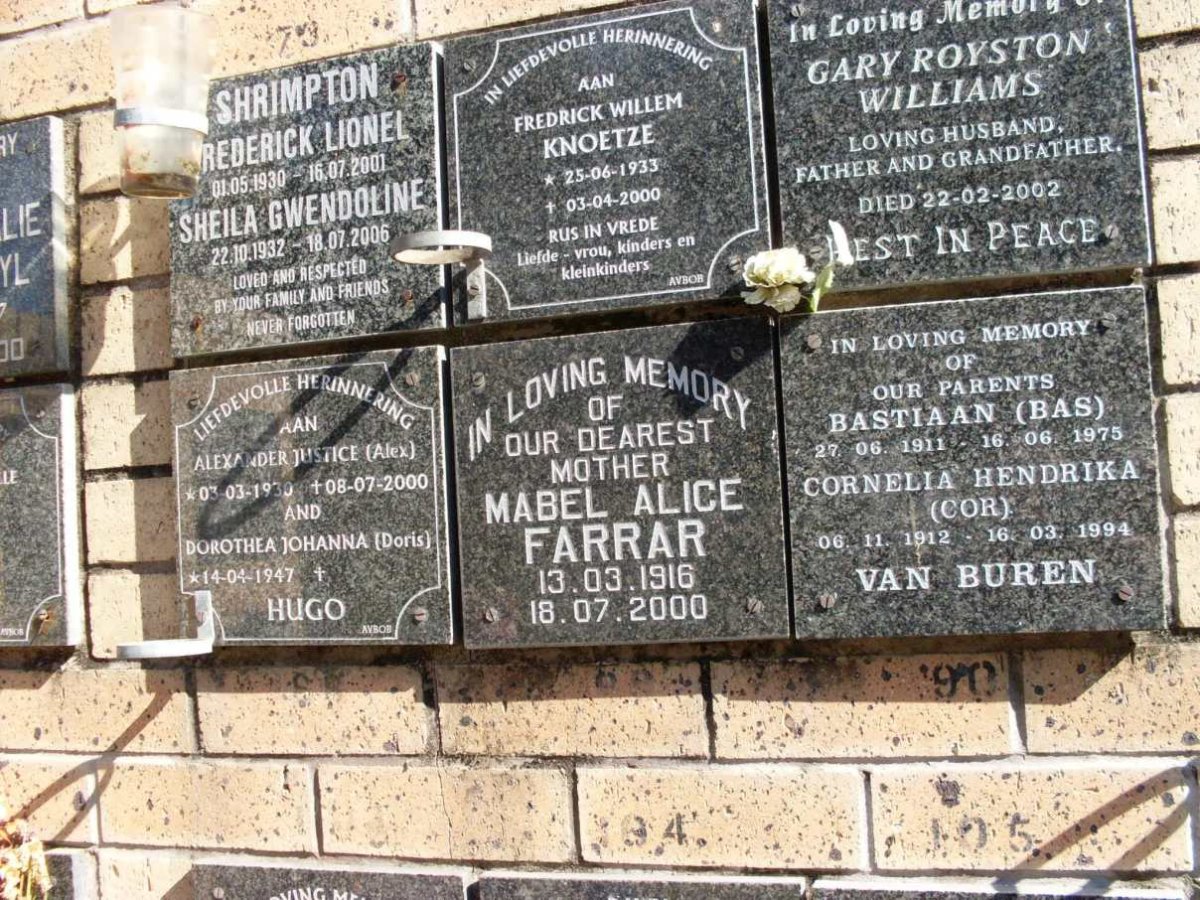 BUREN van :: FARRAR :: HUGO :: KNOETZE :: SHRIMPTON :: WILLIAMS