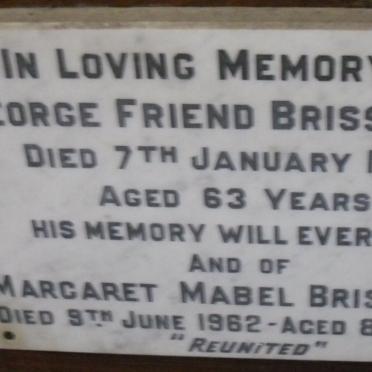 BRISSENDEN George Friend -1943 &amp; Margaret Mabel -1962