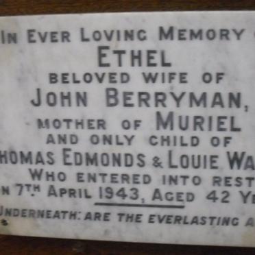 BERRYMAN Ethel nee WALLIS -1943