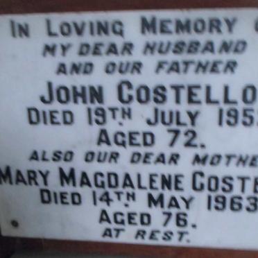 COSTELLO John -1952 &amp; Mary Magdalene -1963