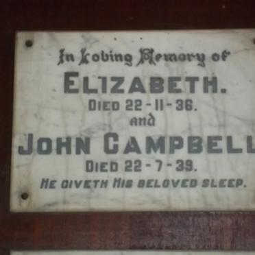CAMPBELL John -1939 &amp; Elizabeth -1936