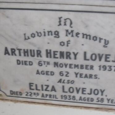 LOVEJOY Arthur Henry -1937 &amp; Eliza -1938