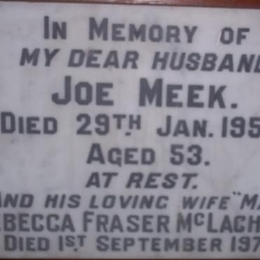 MEEK Joe -1953 &amp; Rebecca Fraser McLACHLAN -1975