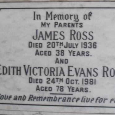 ROSS James -1936 &amp; Edith Victoria Evans -1981