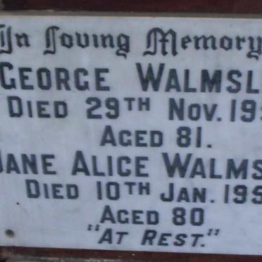 WALMSLEY George -1952 &amp; Jane Alice -1953