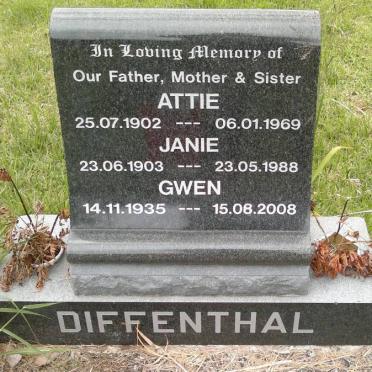 DIFFENTHAL Attie 1902-1969 &amp; Janie 1903-1988 :: DIFFENTHAL Gwen 1935-2008