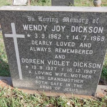 DICKSON Doreen Violet 1927-1987 :: DICKSON Wendy Joy 1962-1969