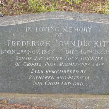DUCKITT Frederick John 1887-1960