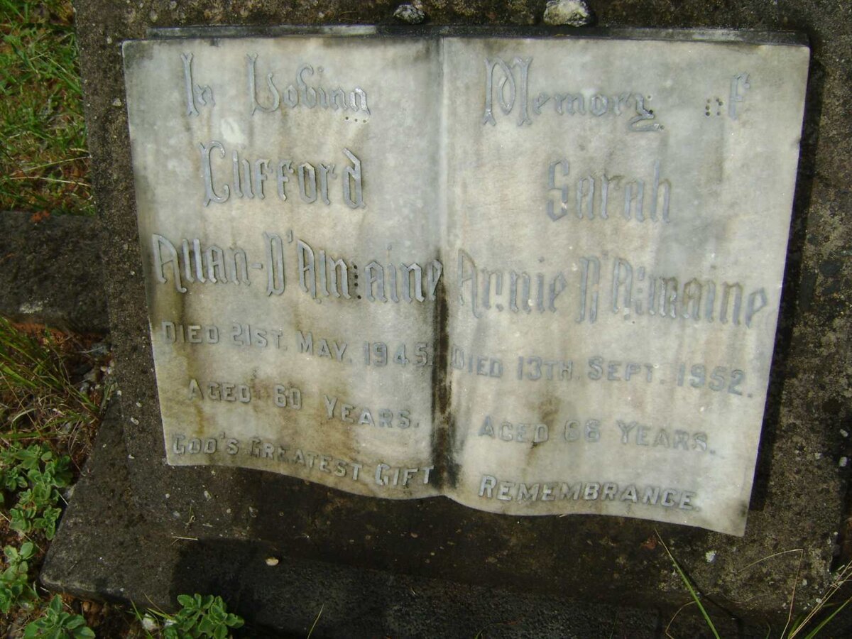 D'ALMAINE Clifford Allan -1945 &amp; Sarah Annie -1952