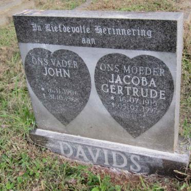 DAVIDS John 1906-1968 &amp; Jacoba Gertrude 1915-1997