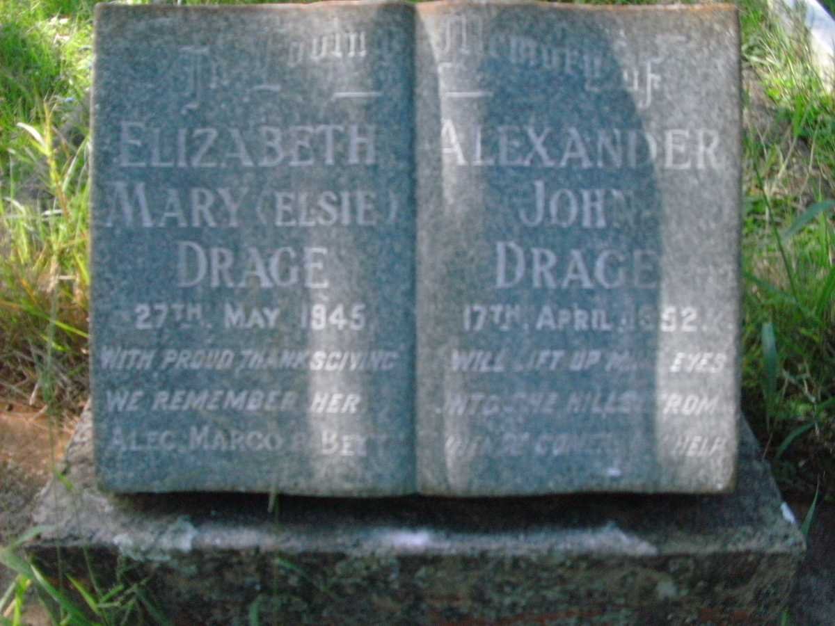 DRAGE Alexander John -1952 &amp; Elizabeth Mary -1945