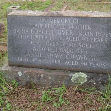 DRIVER Maria Boyce nee IMPEY -1943 :: CHAWNER Annie Shaw -1968