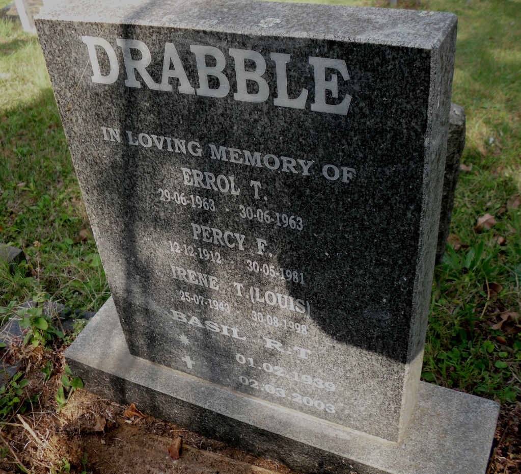 DRABBLE Percy F. 1912-1981 :: DRABBLE Basil R.T. 1939-2003 :: DRIBBLE Irene T. 1943-1998