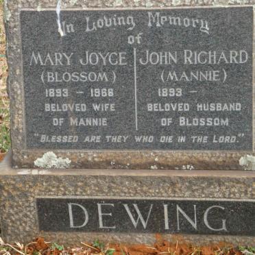 DEWING John Richard 1893- &amp; Mary Joyce 1893-1966