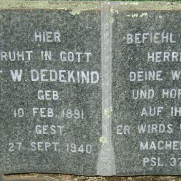 DEDEKIND F.W. 1891-1940