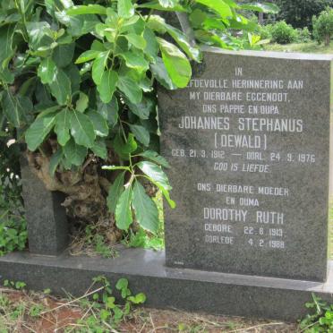 DEWALD Johannes Stephanus 1912-1976 &amp; Dorothy Ruth 1913-1988