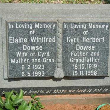 DOWSE Cyril Herbert 1919-1998 &amp; Elaine Winifred 1923-1993
