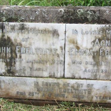 EBELTHITE John -1935 :: EBELTHITE Agnes Emma -1948 :: EBELTHITE Brian -1968