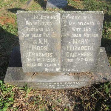 ERASMUS J.A.H. -1965 &amp; Mary Elizabeth CAITHNESS -1965 :: ERASMUS Louisa Ann -1977