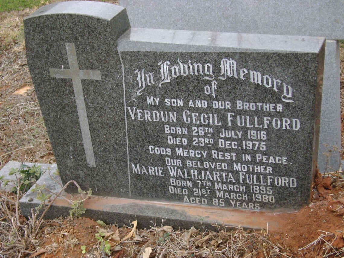 FULLFORD Marie Walhjarta 1895-1980 :: FULLFORD Verdun Cecil 1916-1975