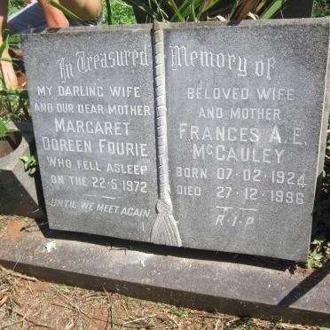 FOURIE Margaret Doreen -1972 :: McCAULEY Frances A.E. 1924-1996