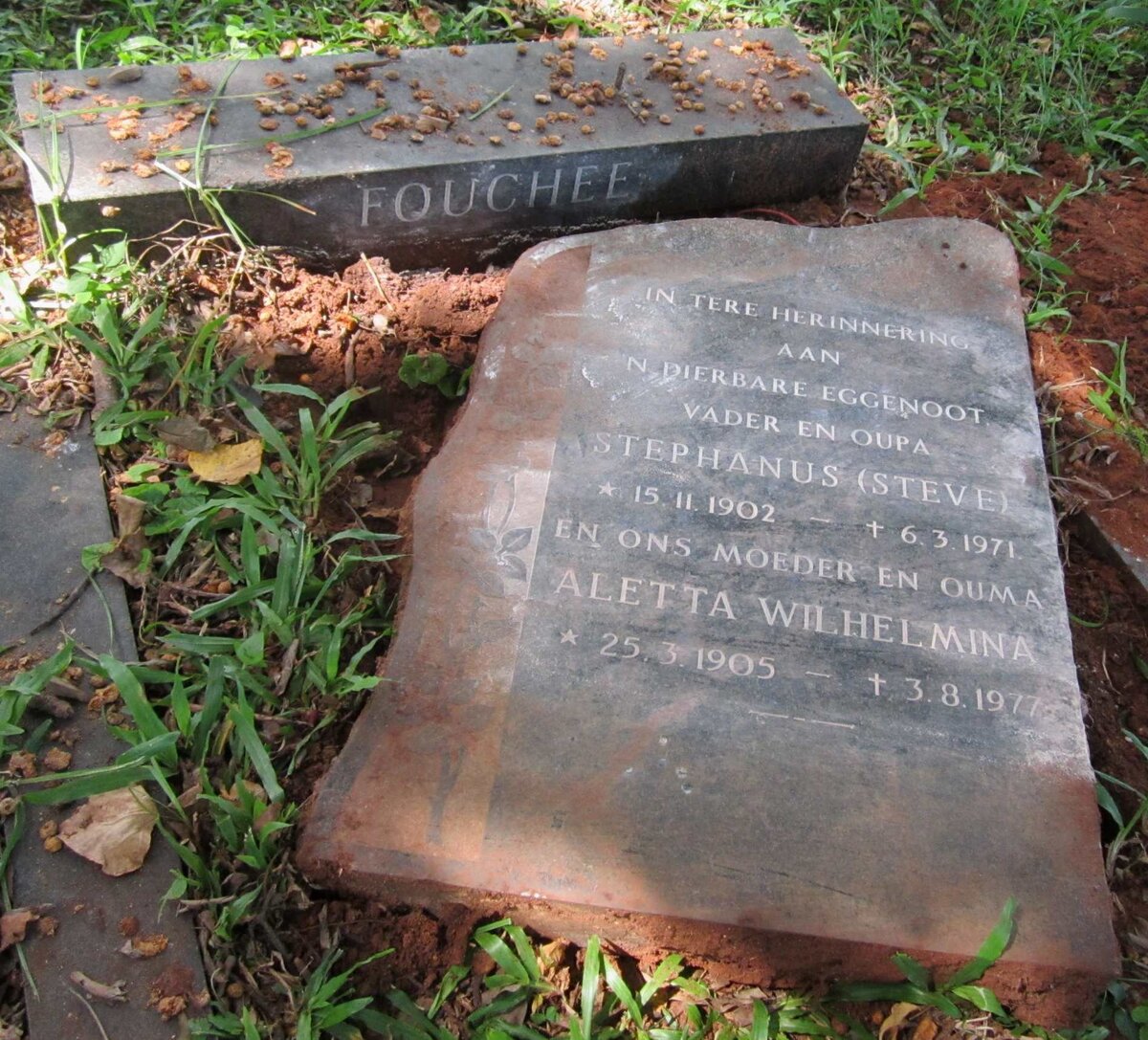 FOUCHEE Stephanus 1902-1971 &amp; Aletta Wilhelmina 1905-1977