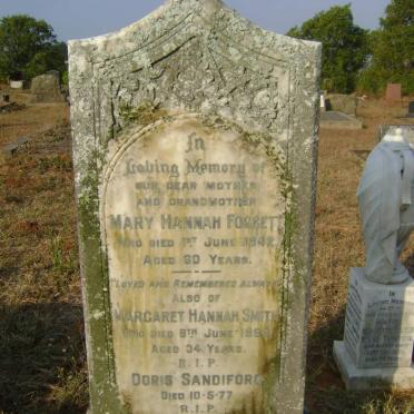 FOGGETT Mary Hannah -1942 :: SMITH Margaret Hannah -1962 :: SANDIFORD Doris -1977