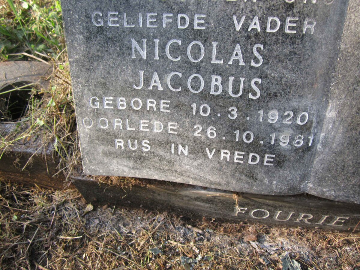 FOURIE Nicolas Jacobus 1920-1981