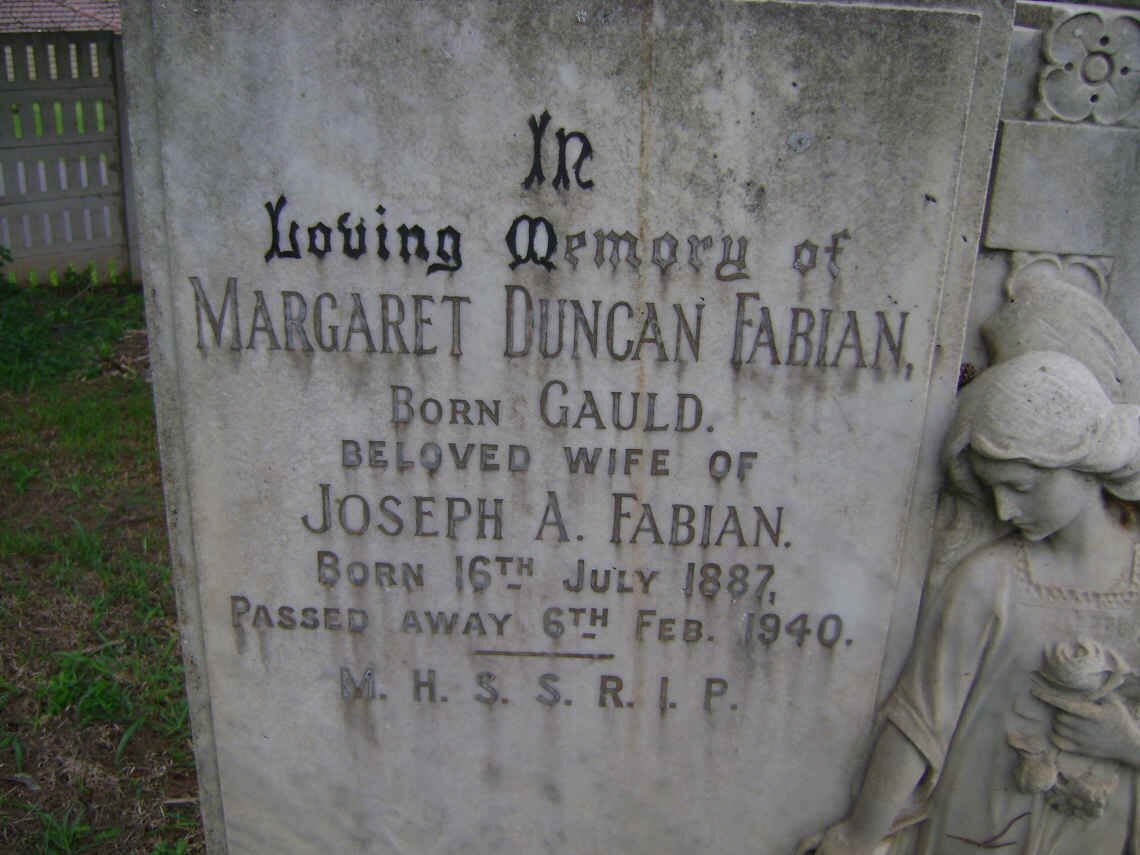 FABIAN Margaret Duncan nee  GAULD 1887-1940