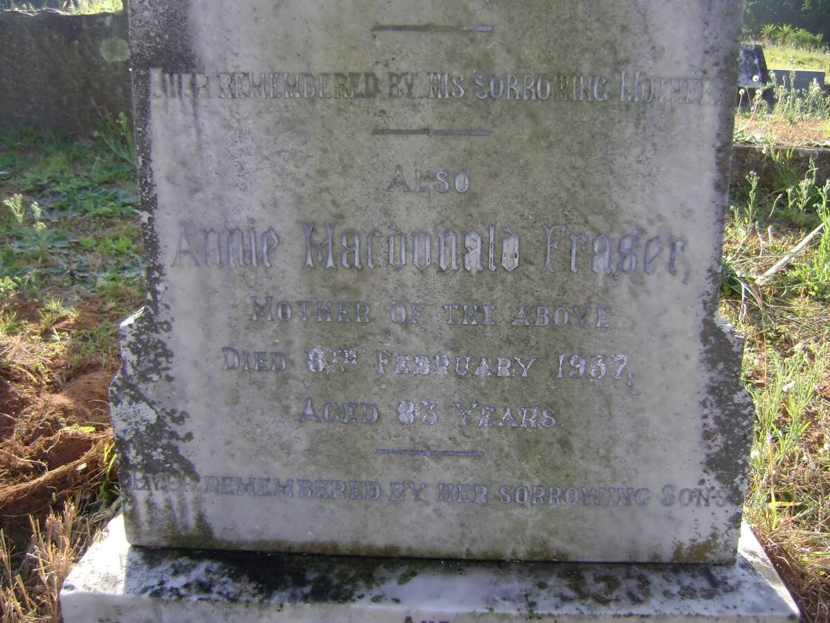 FRASER Annie Macdonald -1937 :: FRASER David Macdonald -1923 :: FRASER James Macdonald -1941