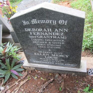 FERNANDEZ Deborah Ann nee GRANTHAM 1960-1995 :: LOUW Ellen Mercy -1980