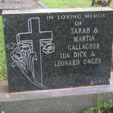 GALLAGHER Martin &amp; Sarah :: UNGER Dick &amp; Ida :: UNGER Leonard