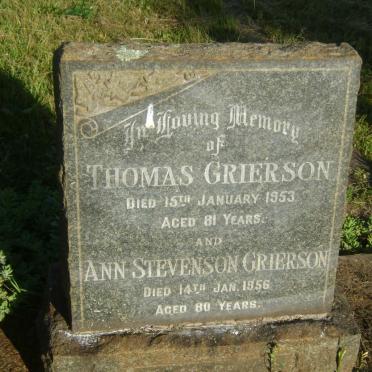 GRIERSON Thomas -1953 &amp; Ann Stevenson -1956