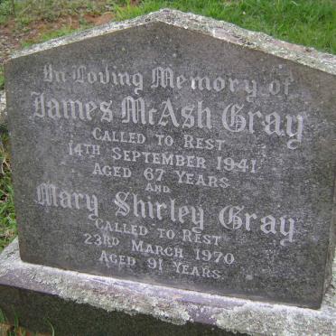 GRAY James McAsh -1941 &amp; Mary Shirley -1970
