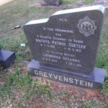 GREYVENSTEIN Mathys Petrus Coetzer 1916-1971 &amp; Catherina Suzanna 1908-1991