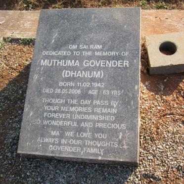 GOVENDER Muthuma nee DHANUM 1942-2006